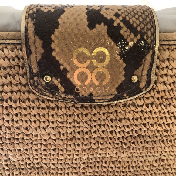 COACH Python Straw Natalie Tote NWT - Picture 3 of 4